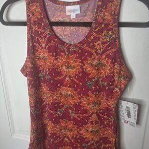 LuLaRoe Floral Tank Top - Red and Orange
